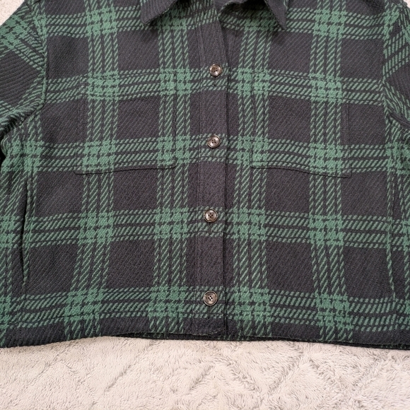 Madewell Jacket Women's XL Green Plaid Flannel Boxy Button Up Shirt Heavy - Picture 3 of 9